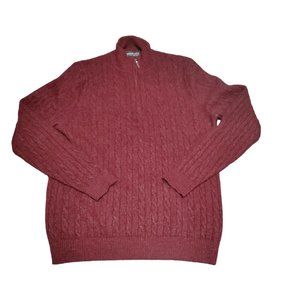 Harrison Davis 2-Play Cashmere 1/4 Zip Sweater‎ Color Red HOLE Size Large